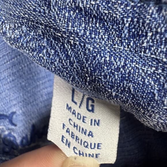 Tommy Bahama Silk Hawaiian Shirt Men's Large Blue 100% Silk Vacation Resortwear - Picture 7 of 15